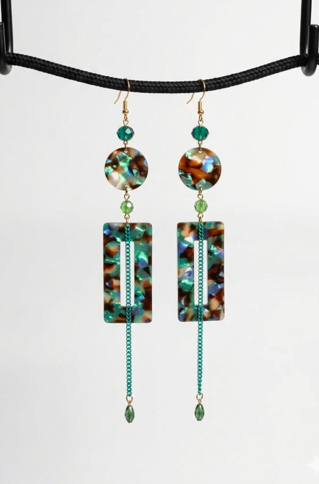 Teal Tortoise Drop Earrings