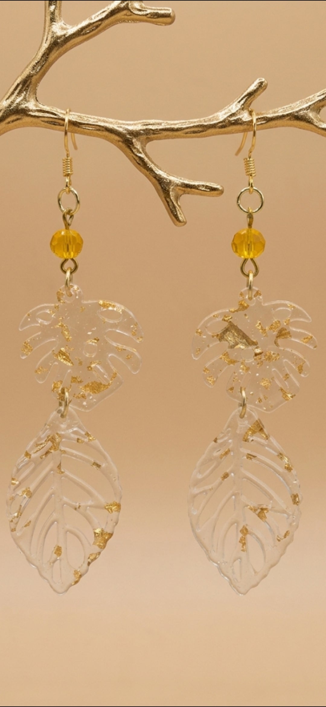 Golden Leaf Drop Earrings
