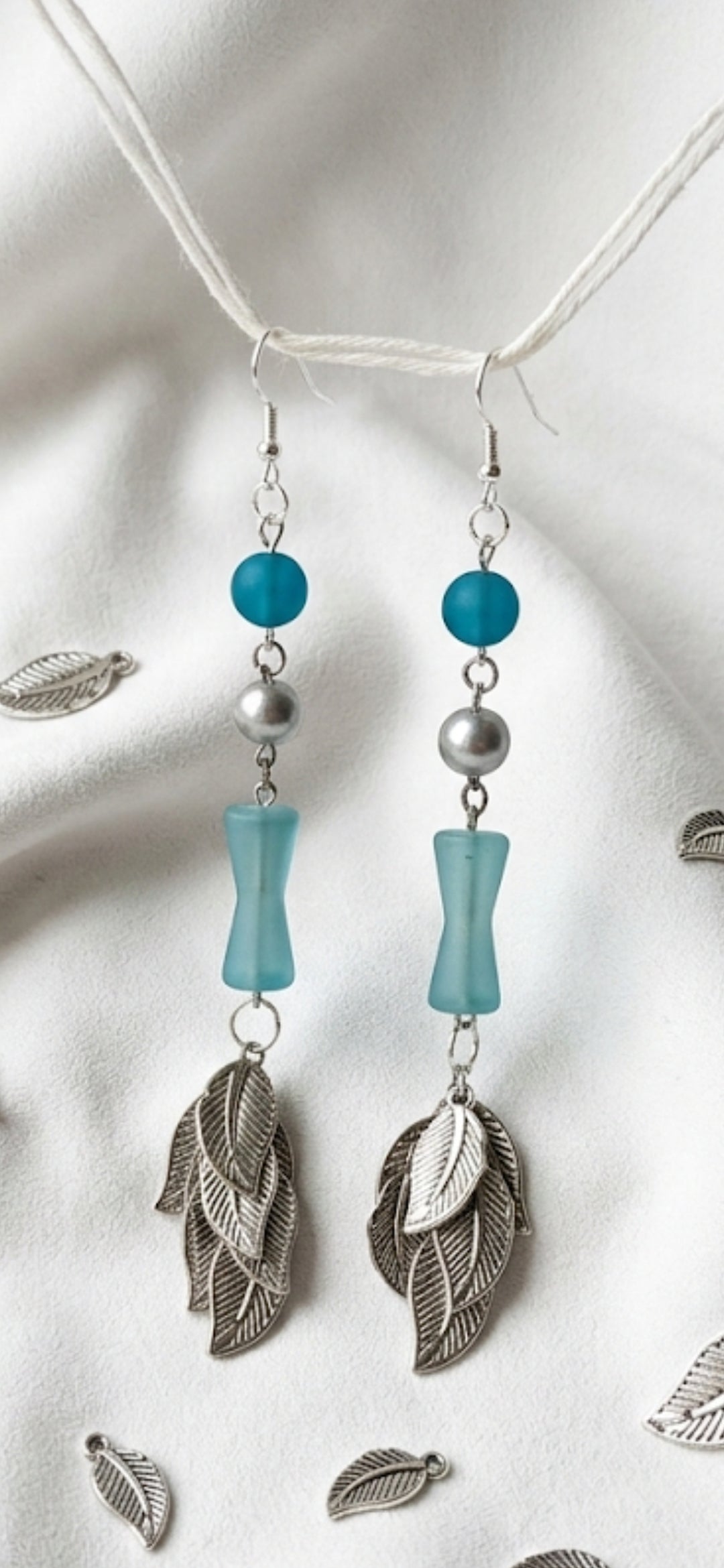 Sea Glass Leaf Drop Earrings