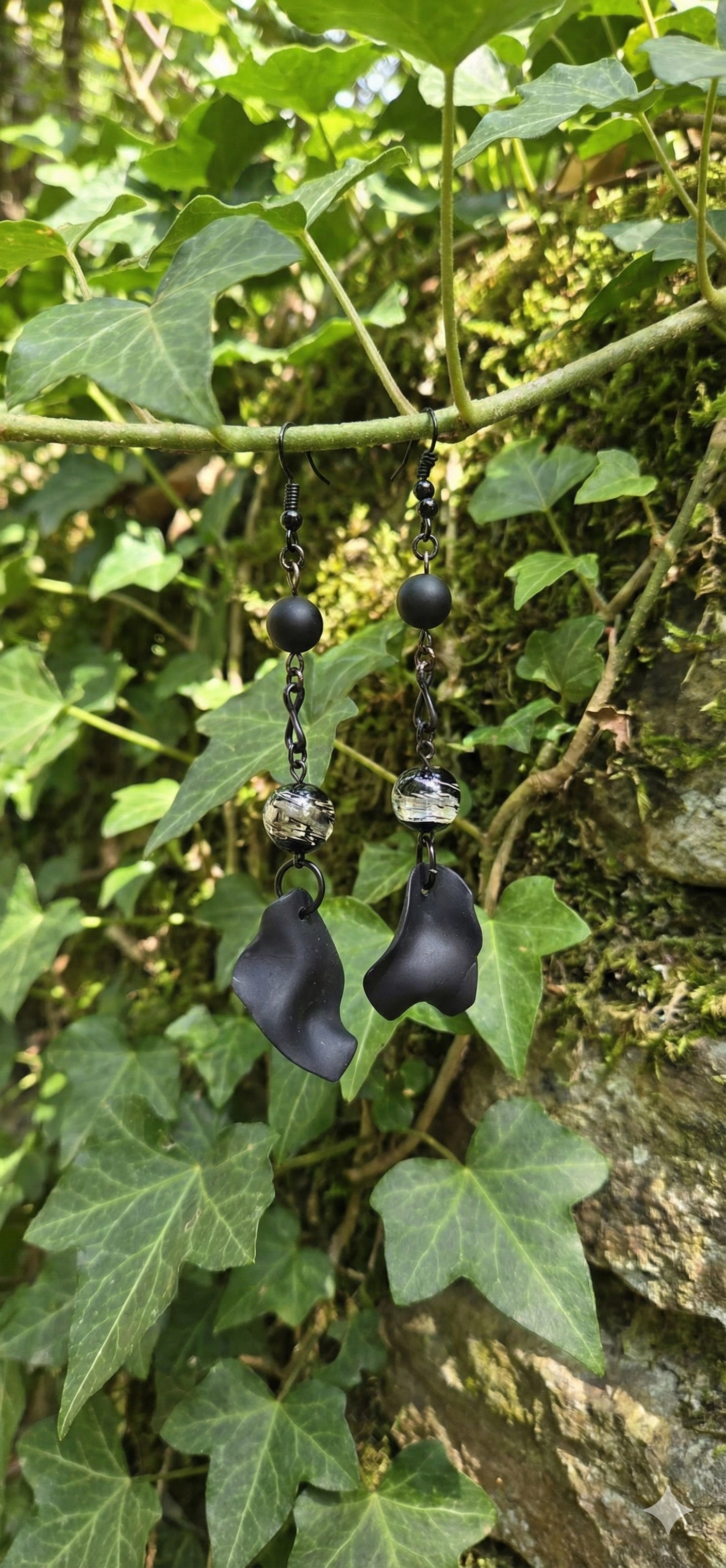 Black Leaf Drop Earrings