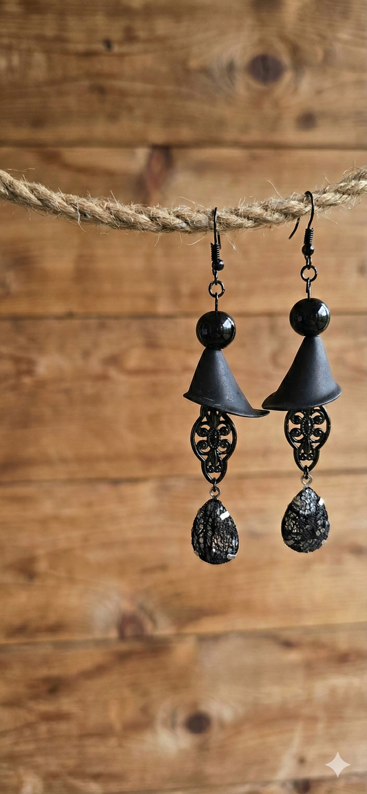 Midnight Filigree Drop Earrings
