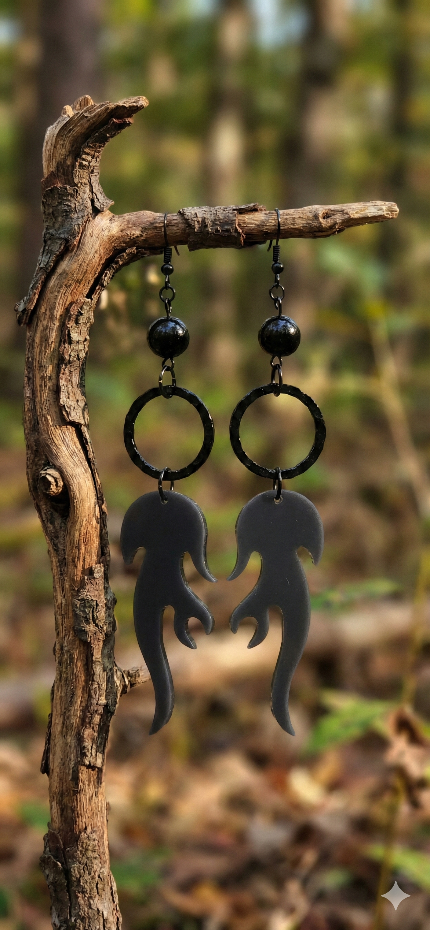 Black Flame Drop Earrings
