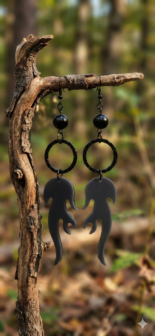 Black Flame Drop Earrings