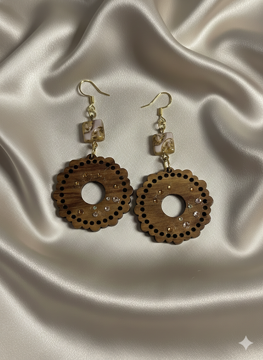 Gilded Wood Drop Earrings