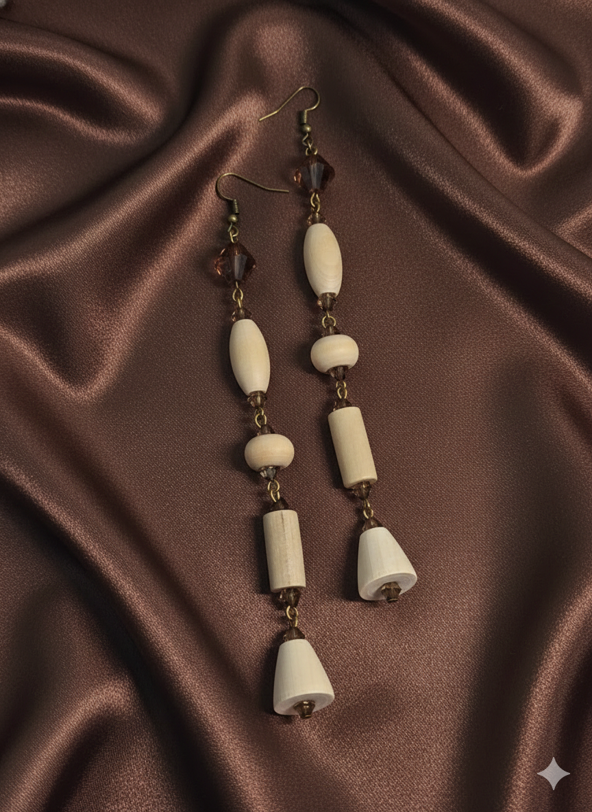 Natural Wood Stack Drop Earrings