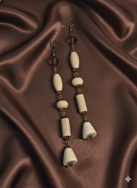 Natural Wood Stack Drop Earrings