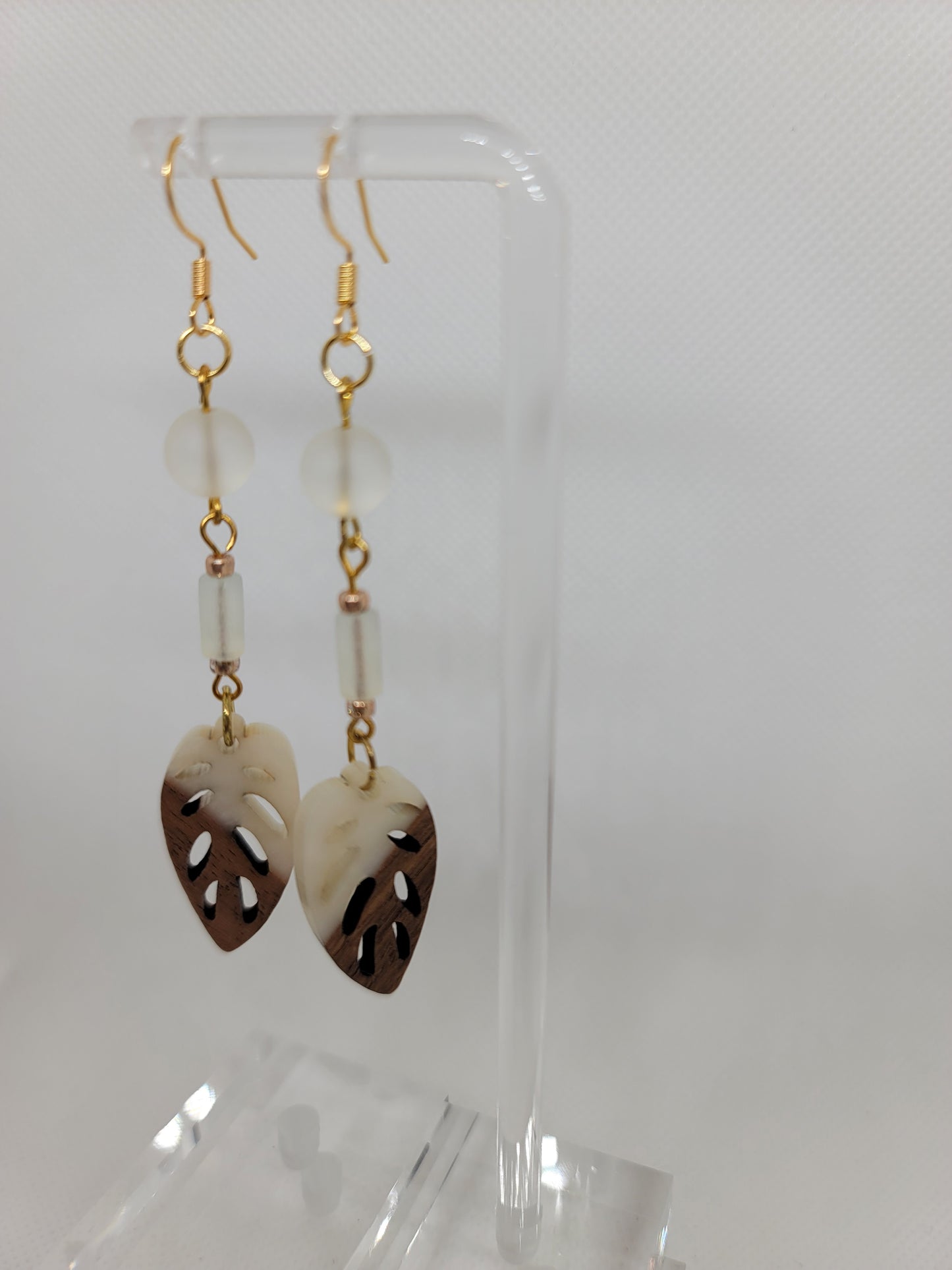 Ivory Leaf Drop Earrings