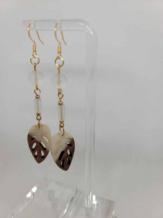 Ivory Leaf Drop Earrings