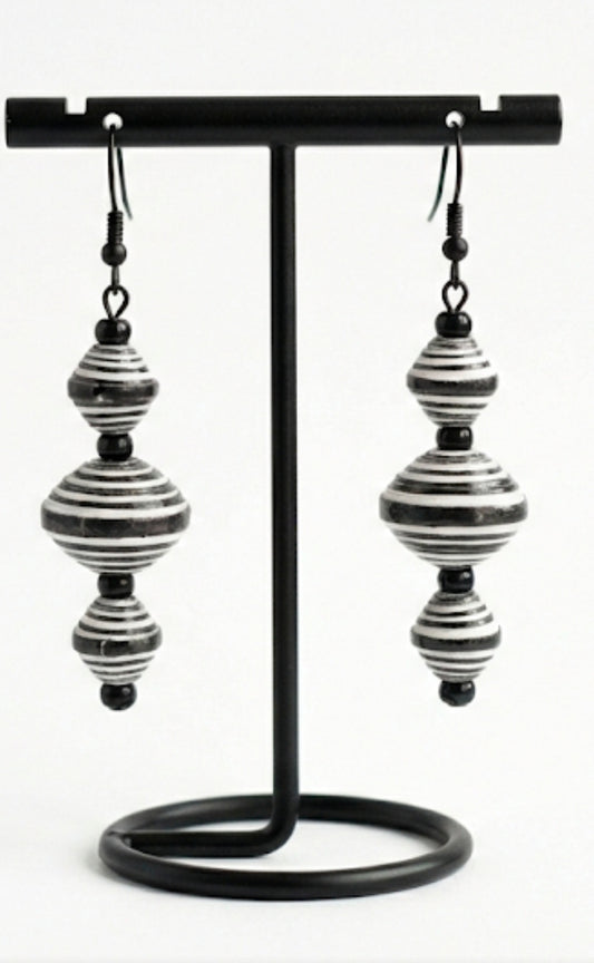 Midnight Stripe Drop Earrings