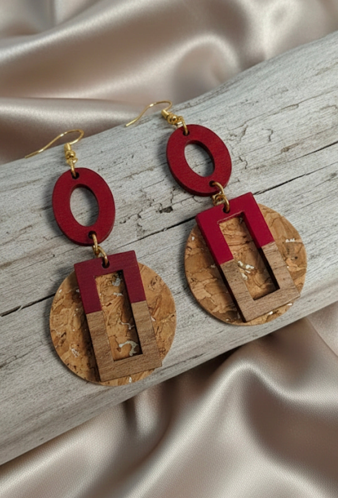 Cork & Crimson Drop Earrings