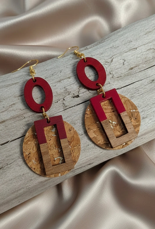 Cork & Crimson Drop Earrings