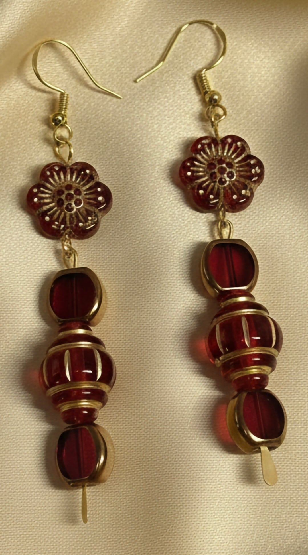 Crimson Jewel Drop Earrings