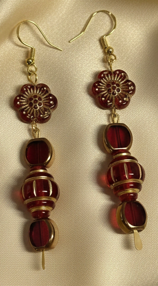 Crimson Jewel Drop Earrings