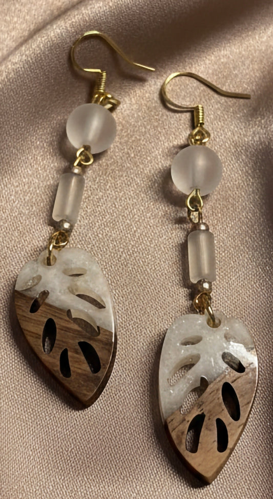 Wood & Frost Drop Earrings