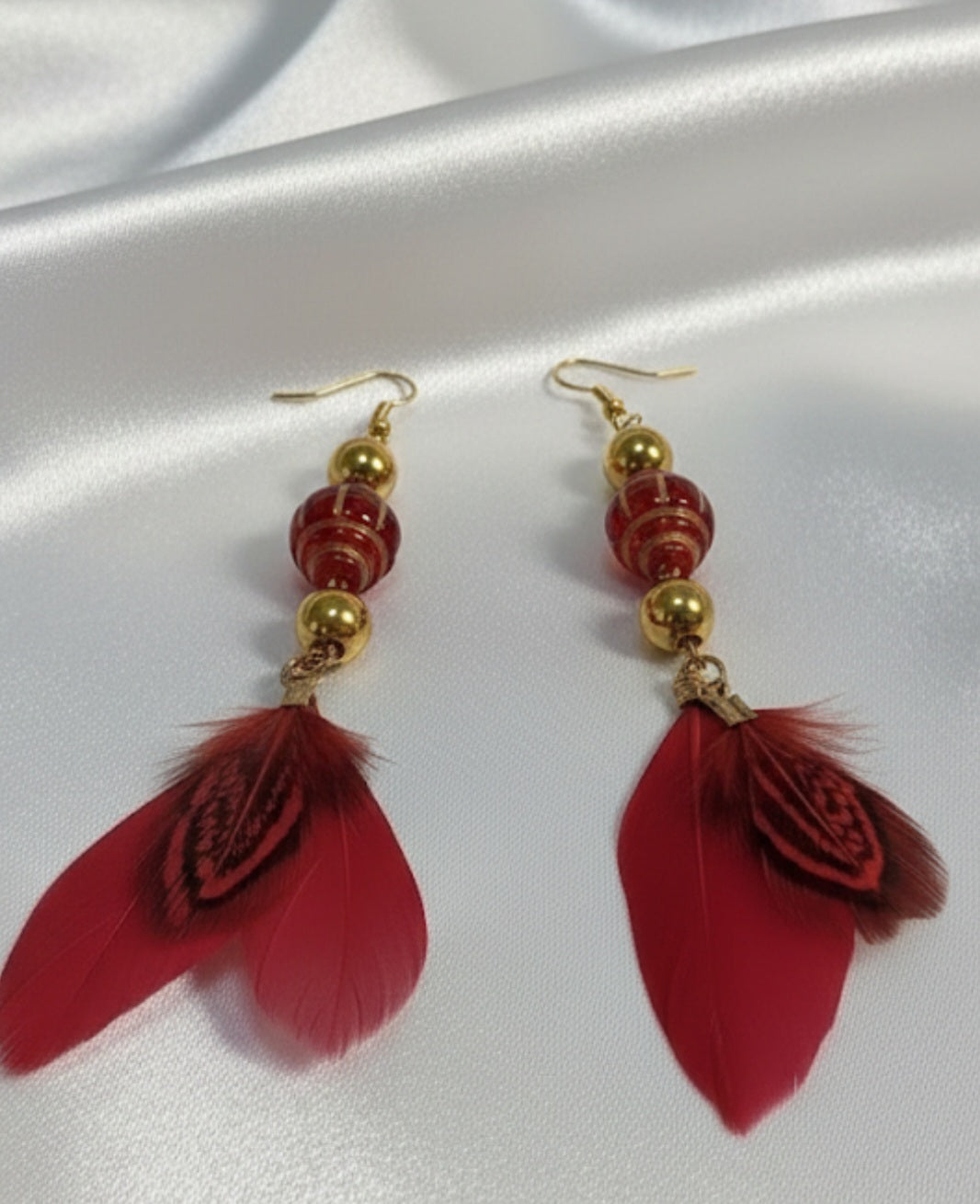 Crimson Whimsy Drop Earrings