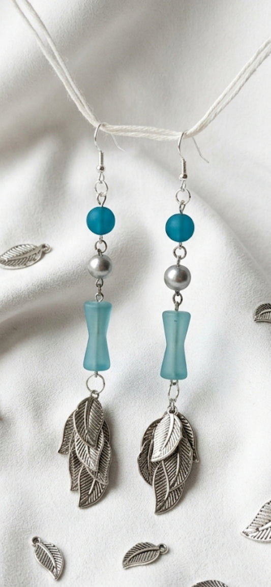 Sea Glass Leaf Drop Earrings