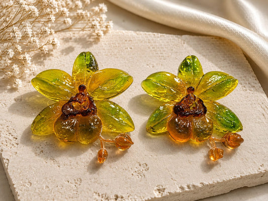 Amber Marigold Dangle Earrings