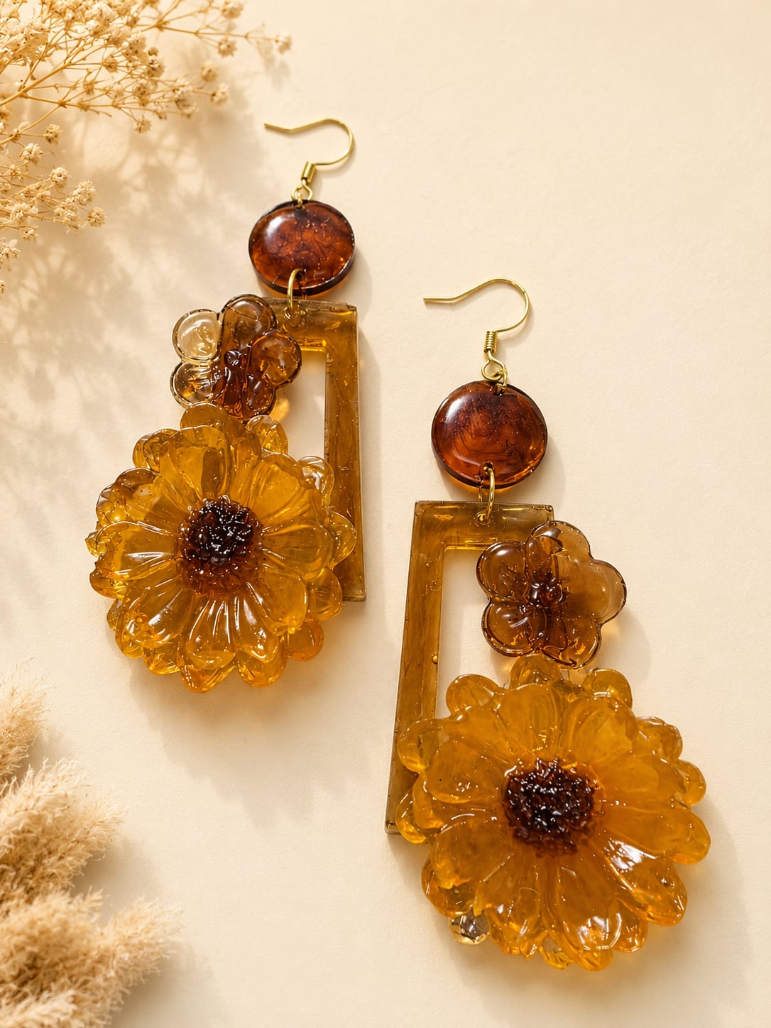 Amber Marigold Garden Earrings
