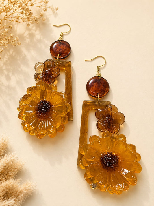 Amber Marigold Garden Earrings