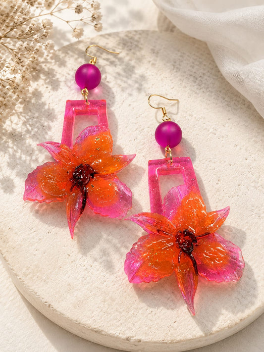 Coral Blush Garden Drop Earrings