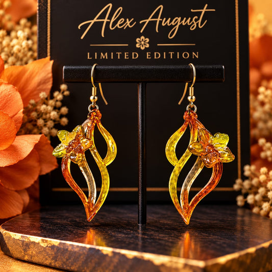 Ember Swirl Flower Drop Earrings