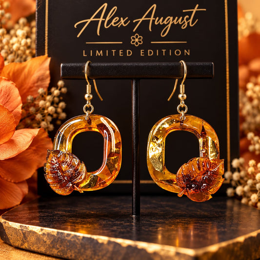 Honey Leaf Frame Drop Earrings